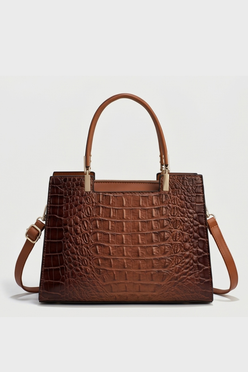 Croc Embossed Top Handle Tote Bag Women