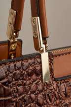 Croc Embossed Top Handle Tote Bag Women