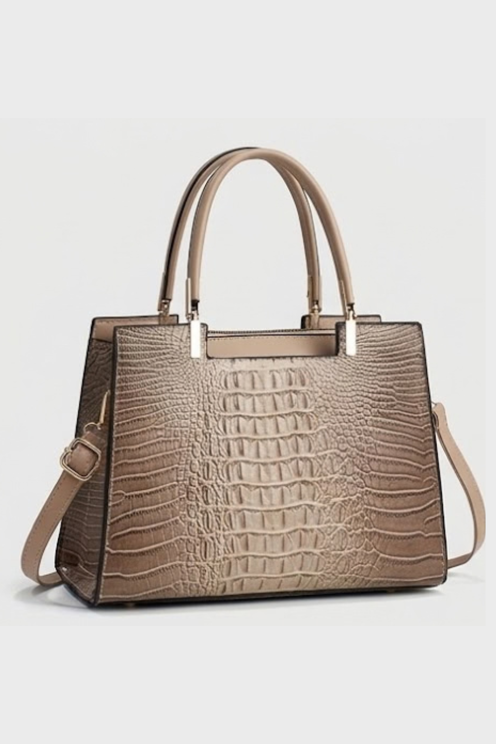 Croc Embossed Top Handle Tote Bag Women