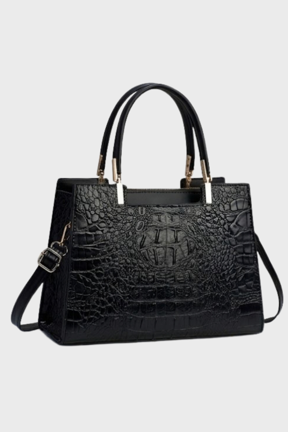 Croc Embossed Top Handle Tote Bag Women