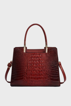 Croc Embossed Top Handle Tote Bag Women