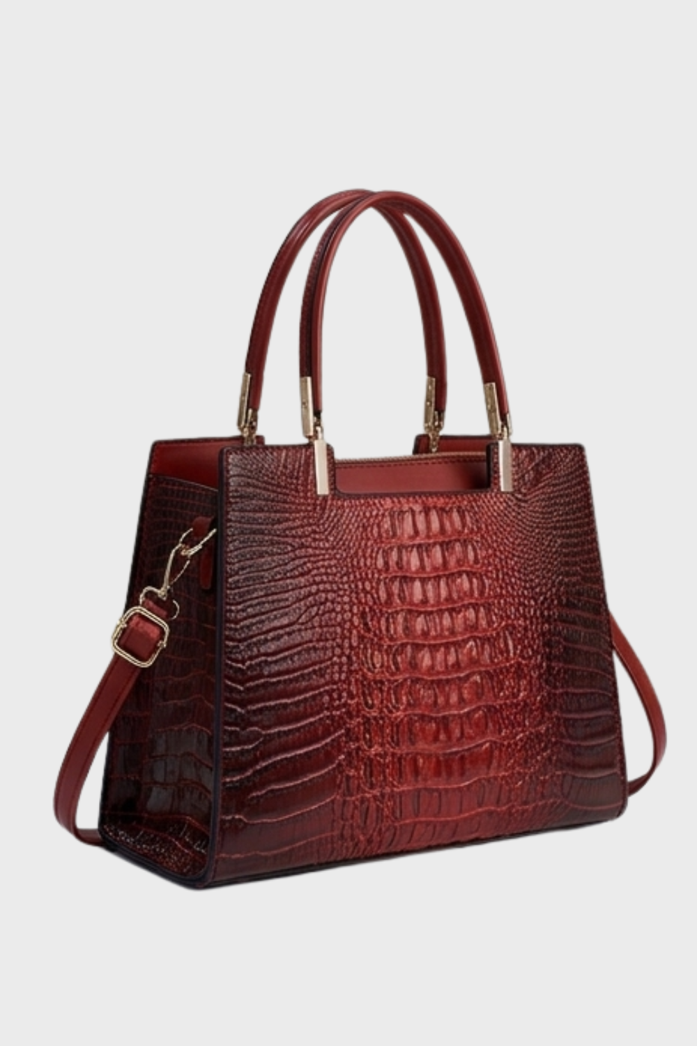 Croc Embossed Top Handle Tote Bag Women