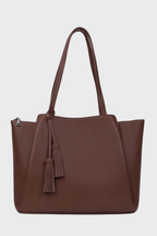 Brown Tassel Leather Tote Bag Women