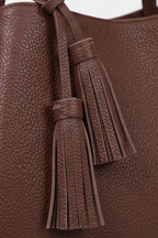 Brown Tassel Leather Tote Bag Women