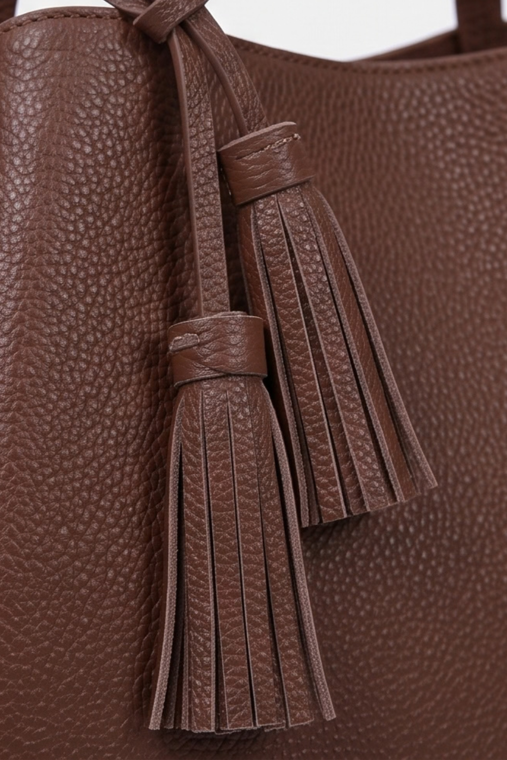 Brown Tassel Leather Tote Bag Women