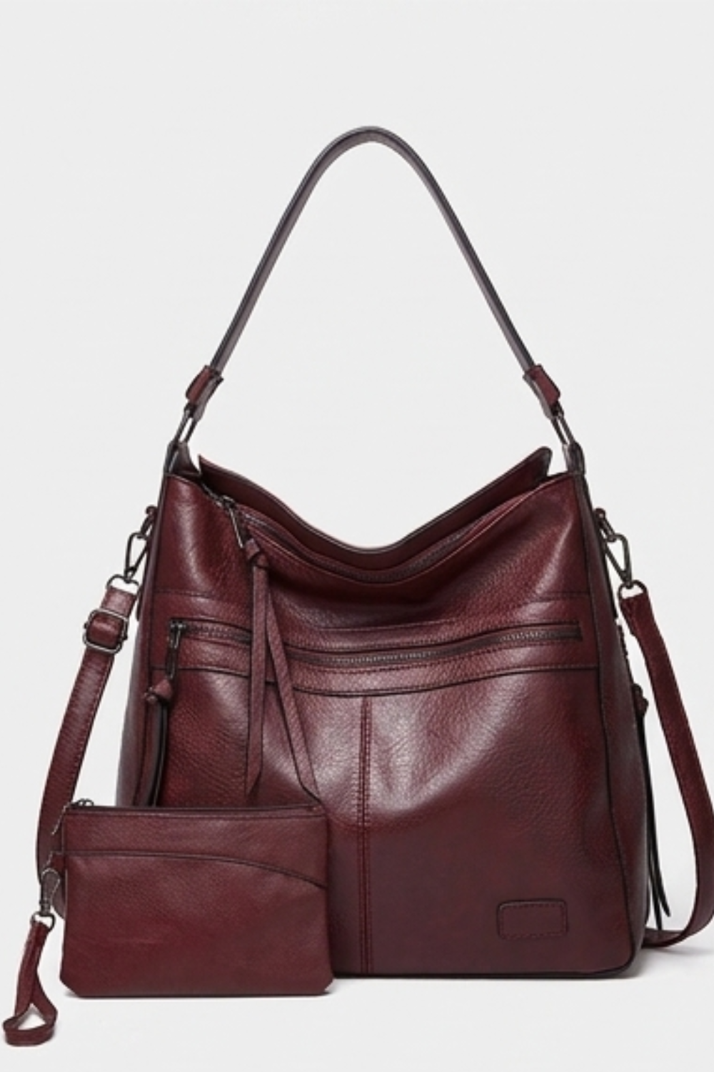 Leather Hobo Shoulder Bag With Coin Purse Women