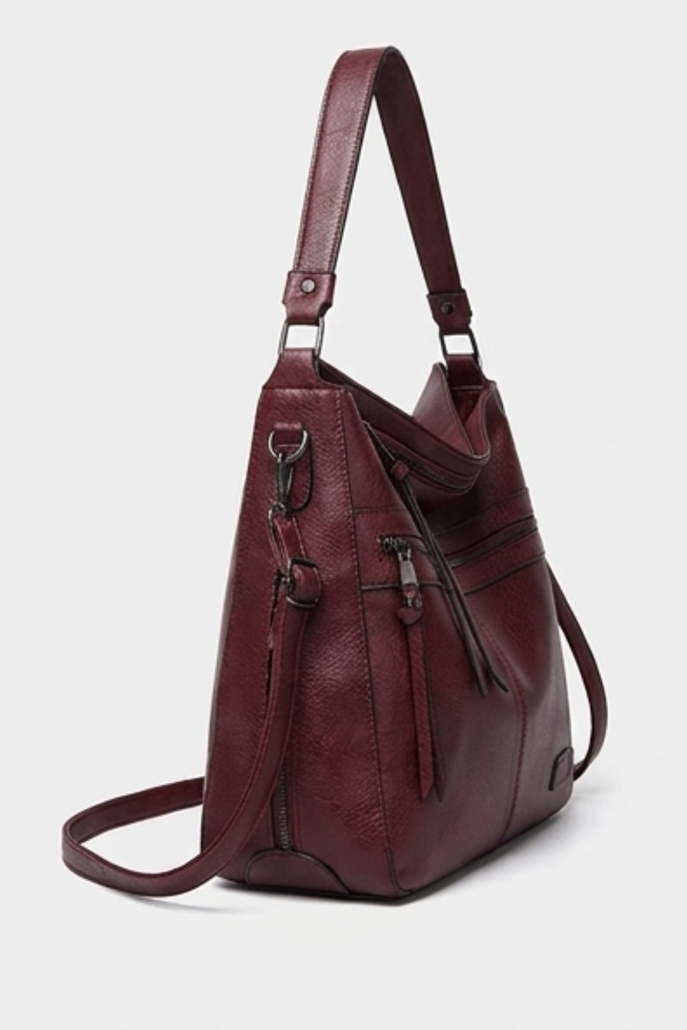 Leather Hobo Shoulder Bag With Coin Purse Women