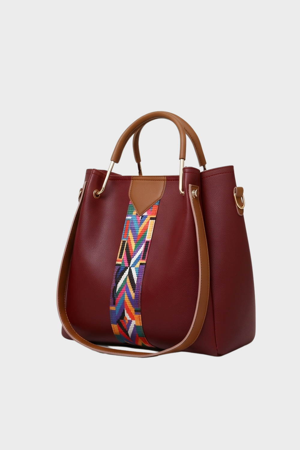 Burgundy 4 Piece Leather Tote Bag Set Women
