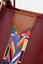 Burgundy 4 Piece Leather Tote Bag Set Women