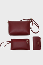 Burgundy 4 Piece Leather Tote Bag Set Women