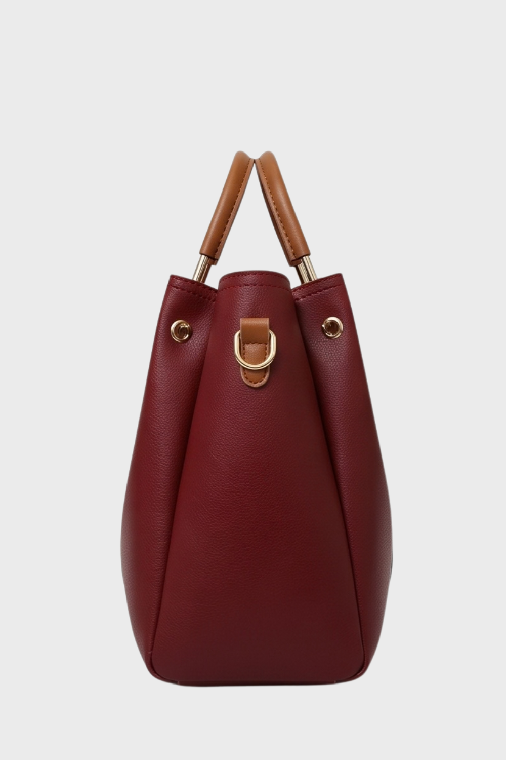 Burgundy 4 Piece Leather Tote Bag Set Women