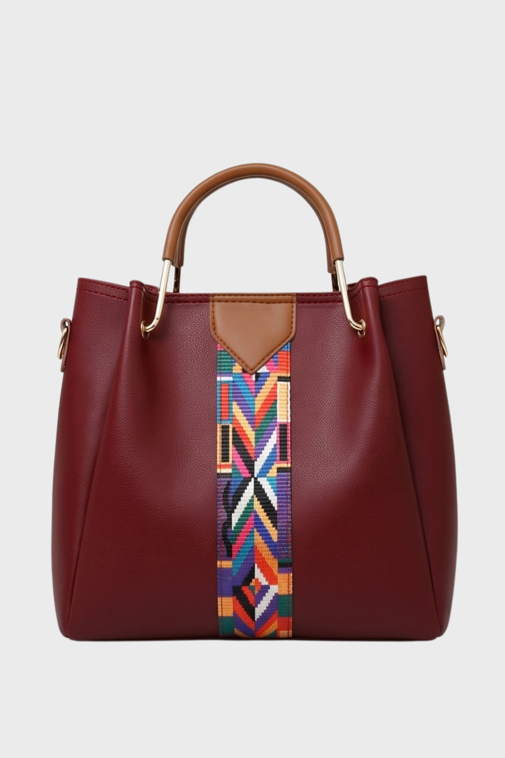 Burgundy 4 Piece Leather Tote Bag Set Women