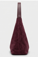 Burgundy Suede Slouchy Hobo Shoulder Bag Women