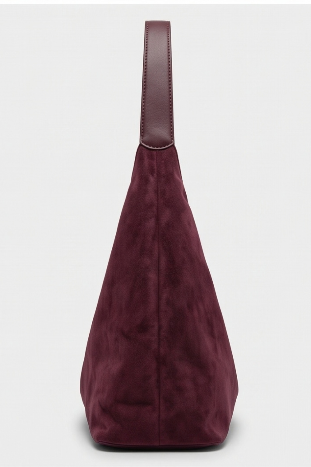 Burgundy Suede Slouchy Hobo Shoulder Bag Women