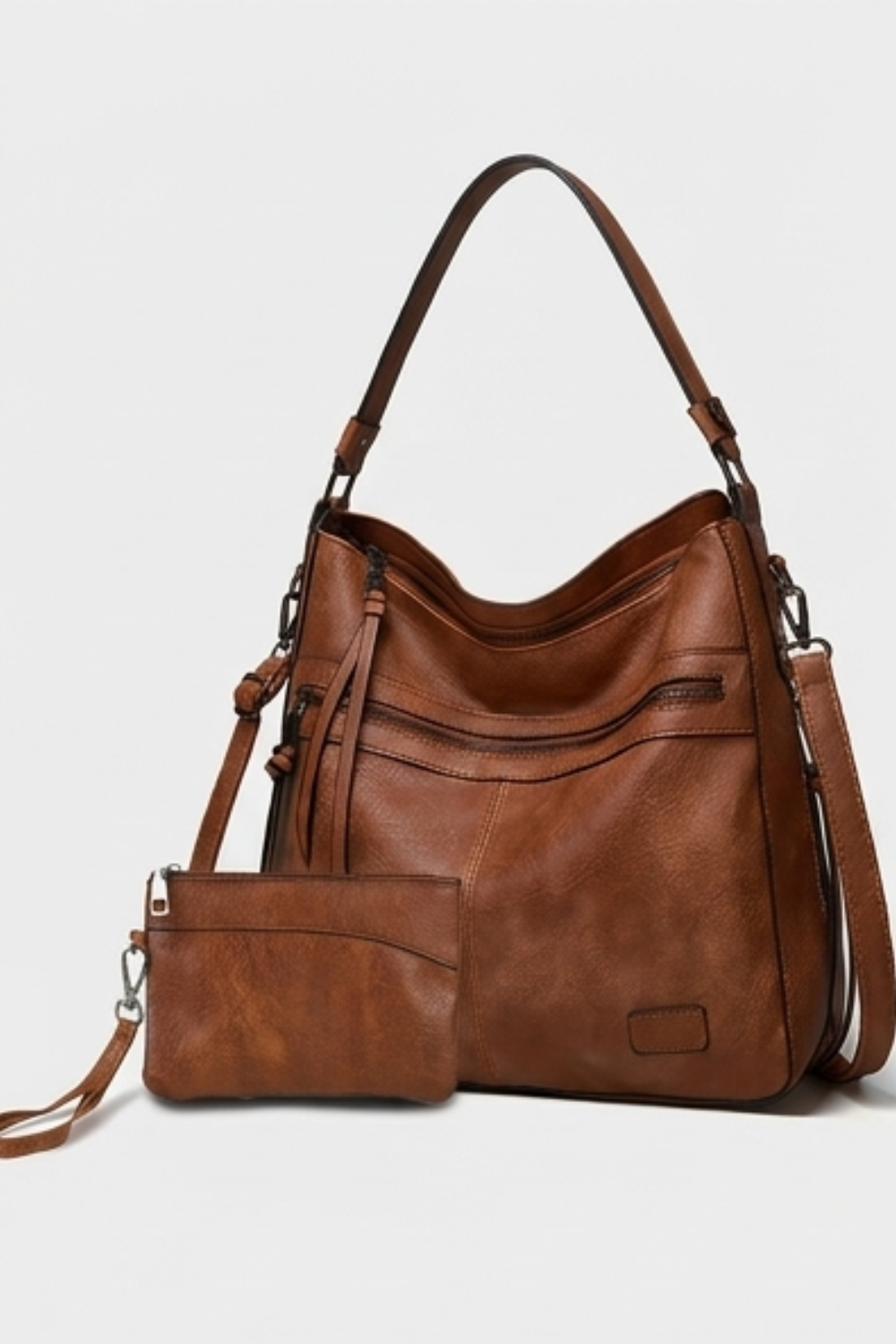 Leather Hobo Shoulder Bag With Coin Purse Women