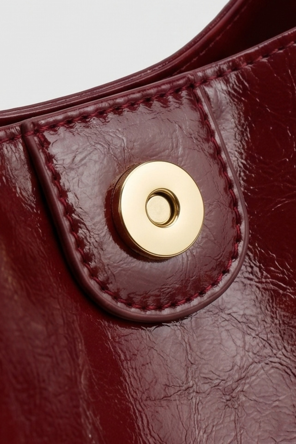 Burgundy Glossy Leather Tote Bag Women