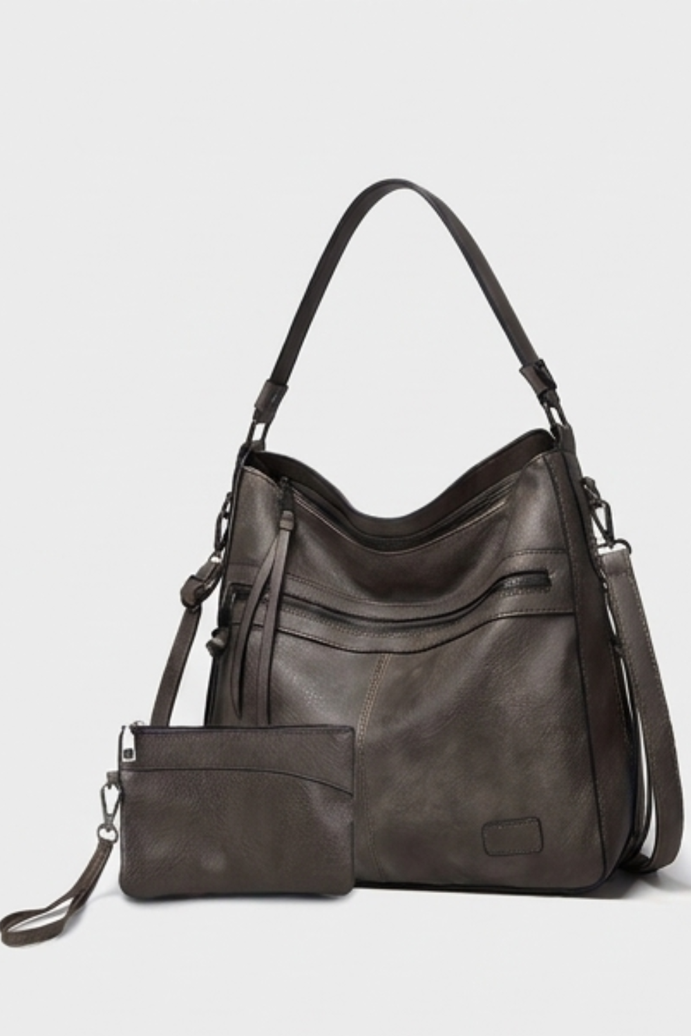 Leather Hobo Shoulder Bag With Coin Purse Women