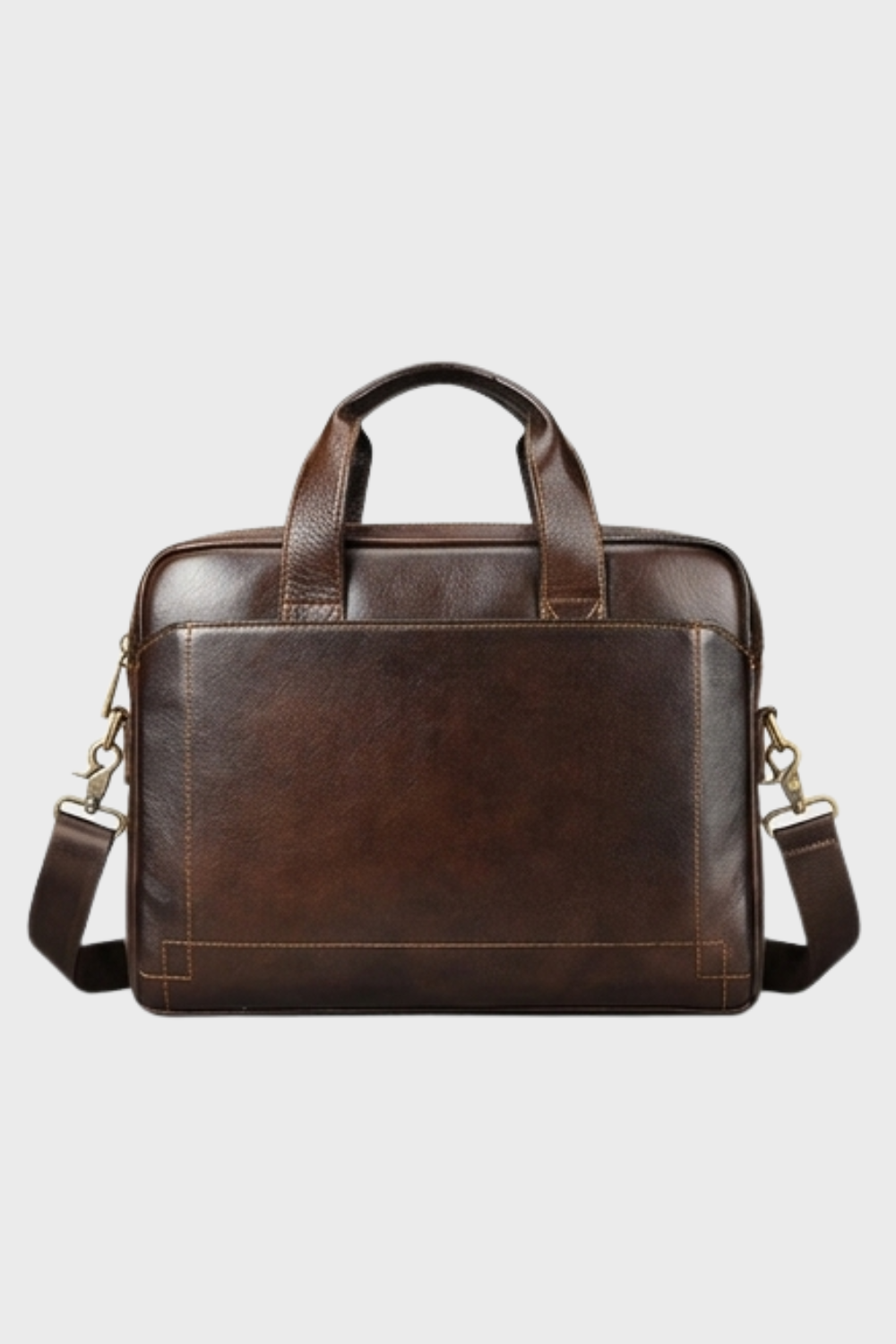 Coffee Brown Leather Briefcase Shoulder Bag Men