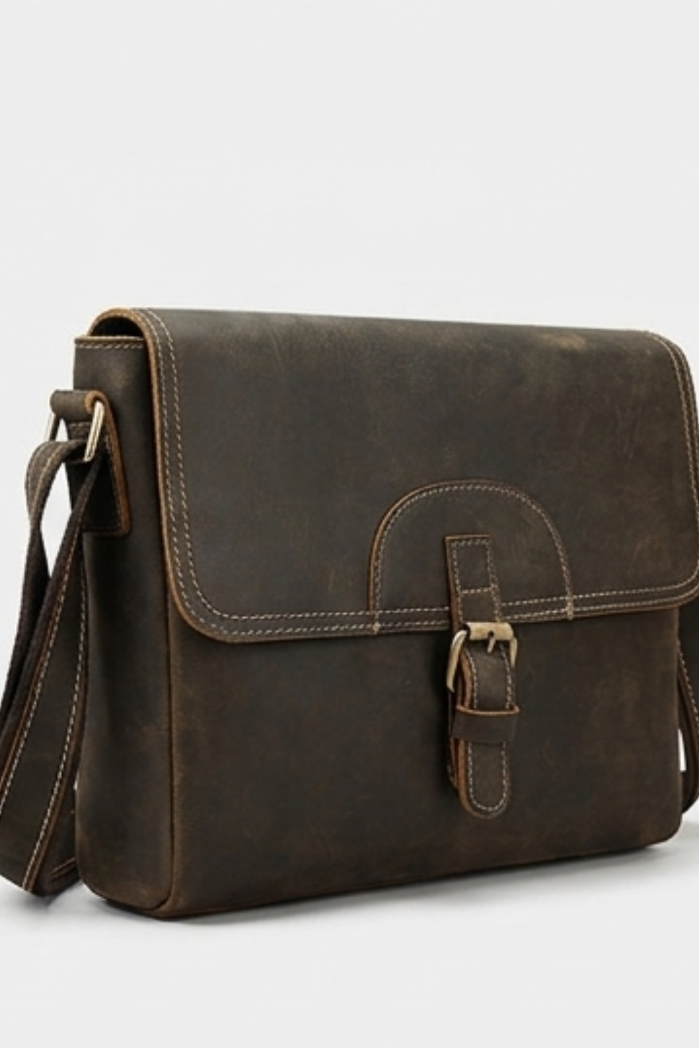 Coffee Brown Vintage Leather Crossbody Bag Women