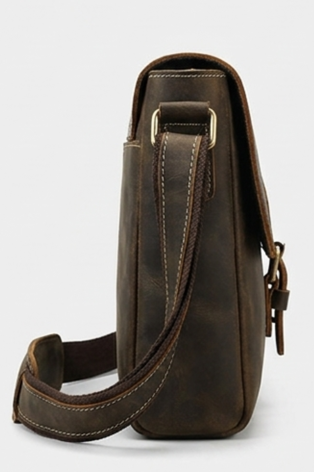 Coffee Brown Vintage Leather Crossbody Bag Women
