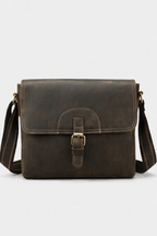 Coffee Brown Vintage Leather Crossbody Bag Women