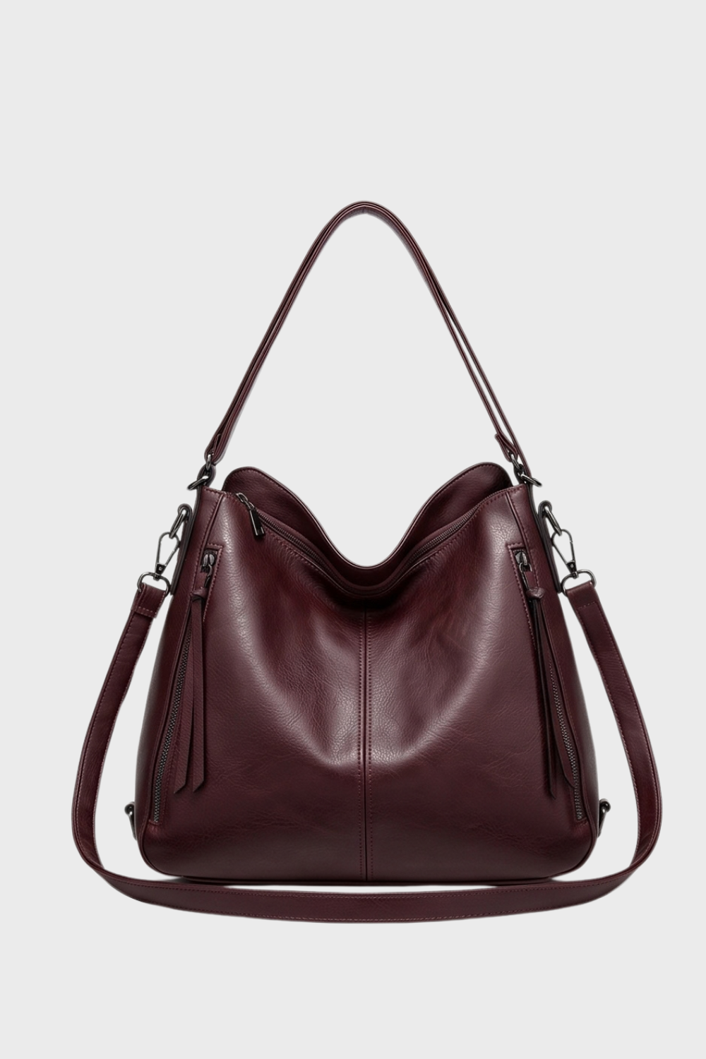 Mahogany 3 Piece Leather Hobo Bag Set Women