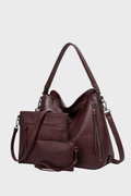 Mahogany 3 Piece Leather Hobo Bag Set Women